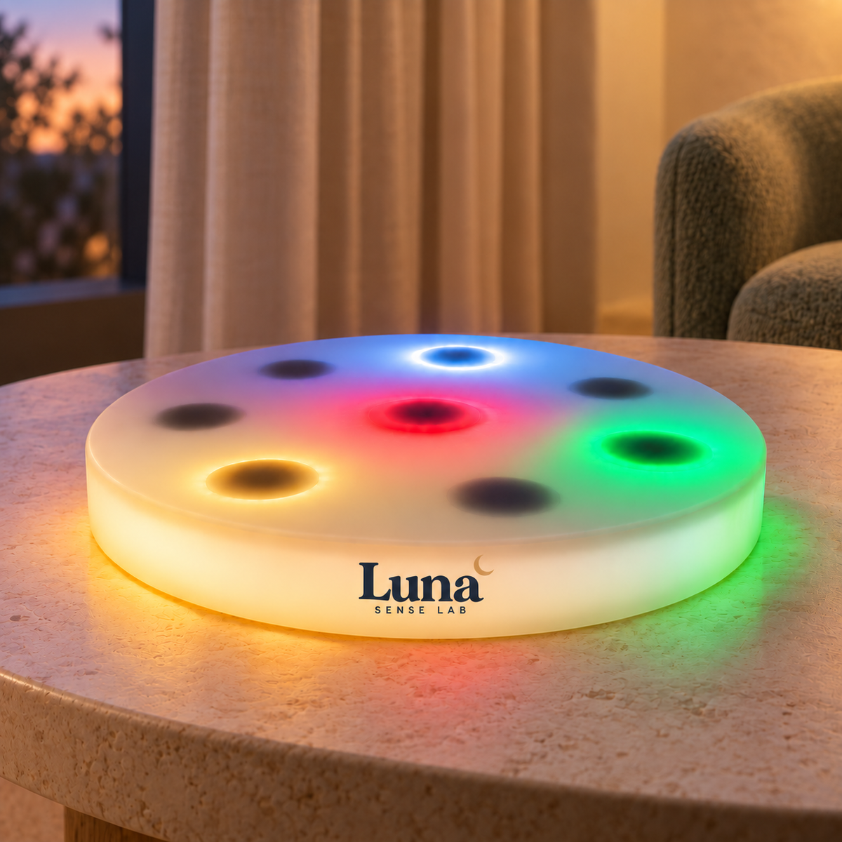 Luna sensory board on a stone tabletop